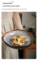 9-inch Irregular Ceramic Dishes Vintage Pasta Dish Ceramic Dishes Household Salad Plate Kitchen Soup Plate Ceramic Dishes