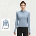Outdoor Sports Jacket Running Fitness Long Sleeved Women Slim Yoga Clothes Quick Dry Zipper Cardigan Stand Up Collar Skinny Coat