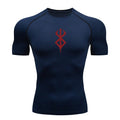 Camiseta Masculina de Compressão Estampada – Manga Curta, Secagem Rápida, Performance Atlética e Proteção Rash Guard para Treinos