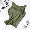 Women's Vest Tops With Built In Padded Bra Vest Slim Fit Tank Tops Sexy Shirts Feminino Casual Underlay Slimming Lingerie Top