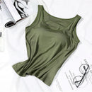 Women's Vest Tops With Built In Padded Bra Vest Slim Fit Tank Tops Sexy Shirts Feminino Casual Underlay Slimming Lingerie Top