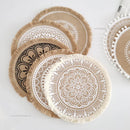Round Placemat Table Non-Slip Jute Mats for Dining Table Decoration Accessories Kitchen Placemats Coffee Coasters Party Dinner