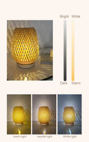 Simple Bamboo Woven Table Lamp Warm Bedroom Study Bedside Art Decorative Desktop Lighting
