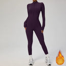 Winter Outfit Set Fleece Yoga Jumpsuits for Women Bodysuit Longsleeve Sport Overall Fitness One-Piece Suit Gym Workout Tracksuit
