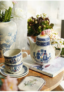 Vintage ceramic coffee cups and plates, English romantic dining plates, teapot cups and plates set, exquisite afternoon tea cups