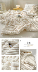 Tuscan Faux Rabbit Fur Warm Weighted Blankets for Bed Luxury Faux Lamb's Wool Double Blanket Soft Fluffy Warmth Double Blanket
