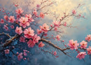 Golden Blossom Tree Orange Pink Flower Bouquet Canvas Painting Print Poster Wall Art Picture for Living Room Home Decoration