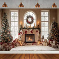 Winter Christmas Tree Photography Backdrop Snowman Giftbox Family Xmas Eve Party Decor Fireplace New Year Background Props