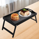 Bamboo Breakfast Bed Tray with Folding Legs - Perfect for Sofa, TV, Laptop or Snack Use - Serving Breakfast in Bed (Black/White)