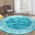 Luxury Style Round Carpet Living Room White Black Green Marble Pattern Room Rugs Washable Non-slip Decor Floor Mats for Bedroom
