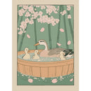 Japanese Bathroom Art Poster Cute Animals in Bathtub Canvas Printed Decorative Painting, Used for Bathroom Decoration, Frameless