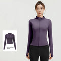 Outdoor Sports Jacket Running Fitness Long Sleeved Women Slim Yoga Clothes Quick Dry Zipper Cardigan Stand Up Collar Skinny Coat