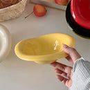 Ins Ceramic Saucer Korean Style Dessert Yogurt Oats Bowl Cream Color Fruit Salad Container Food Display Plate Kitchen Utensils