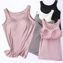 Women's Vest Tops with Bra U-Neck Vest with Padded Bra Slim Fit Tank Tops Sexy Shirts Feminino Casual Slimming Vest Tops
