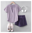 DRUR 2pcs Yoga Set Women Summer Sports Suit 2 Piece Sportswear Outfits Female Short Sleeve Fitness Tops Running Shorts Sets New