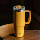 Tyeso Car Stainless Steel Thermal Bottles 30oz/40oz Vacuum Thermos Cup with Handle Straw Hiking Portable Water Bottle Coffee Cup