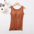Women's Vest Tops with Bra U-Neck Vest with Padded Bra Slim Fit Tank Tops Sexy Shirts Feminino Casual Slimming Vest Tops