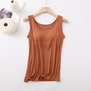 Women's Vest Tops with Bra U-Neck Vest with Padded Bra Slim Fit Tank Tops Sexy Shirts Feminino Casual Slimming Vest Tops