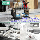 Large-Capacity Double-Layer Kitchen Storage Rack with Drainage, Lockable Metal Tableware Stand for Bowls, Kitchen Organizers