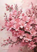 Golden Blossom Tree Orange Pink Flower Bouquet Canvas Painting Print Poster Wall Art Picture for Living Room Home Decoration
