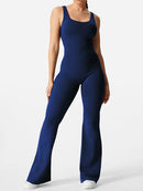 Women's Fitness Flared Bodysuit Sexy Backless Fitness Tight Waistband Hipless Yoga Bodysuit V Back Waistband Hip Lift