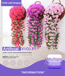 90/80CM Artificial Violet Hanging Flower Vines Plastic Fake Flowers Wall Decor Plants Garland for Wedding Home Garden Decoration
