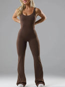 Women's Fitness Flared Bodysuit Sexy Backless Fitness Tight Waistband Hipless Yoga Bodysuit V Back Waistband Hip Lift