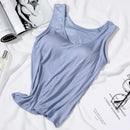 Women's Vest Tops with Bra U-Neck Vest with Padded Bra Slim Fit Tank Tops Sexy Shirts Feminino Casual Slimming Vest Tops