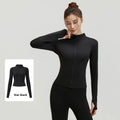 Outdoor Sports Jacket Running Fitness Long Sleeved Women Slim Yoga Clothes Quick Dry Zipper Cardigan Stand Up Collar Skinny Coat