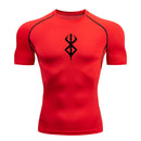 Camiseta Masculina de Compressão Estampada – Manga Curta, Secagem Rápida, Performance Atlética e Proteção Rash Guard para Treinos