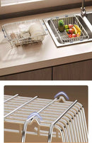 Telescopic Stainless Steel Sink Drain Basket Dishwashing Rack Kitchen Storage Organizer for Utensils And Dishes