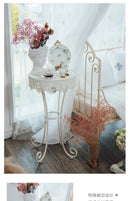 French Style Side Tables White Lace Sofa End Tables for Living Room Bedside Flower Stand Minimalist Balcony Plant Display Rack