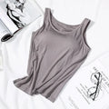 Women's Vest Tops With Built In Padded Bra Vest Slim Fit Tank Tops Sexy Shirts Feminino Casual Underlay Slimming Lingerie Top