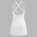 2025 Women Sports Yoga Tennis Dresses Sleeveless V-Neck Workout Dress Outdoor Running Tennis Skirts with Inner Short