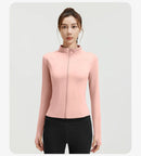 Outdoor Sports Jacket Running Fitness Long Sleeved Women Slim Yoga Clothes Quick Dry Zipper Cardigan Stand Up Collar Skinny Coat