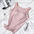 Women's Vest Tops With Built In Padded Bra Vest Slim Fit Tank Tops Sexy Shirts Feminino Casual Underlay Slimming Lingerie Top