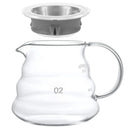 Coffee Carafe, 350/600ml Coffee Clear Glass Kettle Sharing Pot with Lids, Pour Over Coffee Espresso Maker Accessories