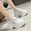 Women Shoes Trend White Black Chunky Sneakers Autumn Winter Thick Bottom Dad Shoes High Quality PU Leather Platform Sneakers New