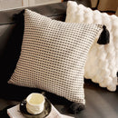 French Retro Waist Cushion Cover 45x45 Bow Embroidery Black and White Striped Throw Pillow Case Living Room Bed Sofa Home Decor