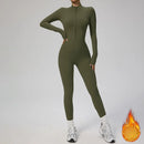 Winter Outfit Set Fleece Yoga Jumpsuits for Women Bodysuit Longsleeve Sport Overall Fitness One-Piece Suit Gym Workout Tracksuit