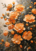 Golden Blossom Tree Orange Pink Flower Bouquet Canvas Painting Print Poster Wall Art Picture for Living Room Home Decoration