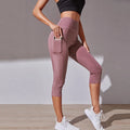 Women Sport Shorts cropped pants Fitness Nudity High Waist Hip Lift Running Yoga Side Pockets Tights Quick Dry Gym Sportswear