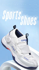 Lightweight Breathable Badminton Shoes Tennis Shoes for Men Women with Rotating Buckle Shock Absorption Non-Slip Sports Shoes