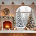 Winter Christmas Tree Photography Backdrop Snowman Giftbox Family Xmas Eve Party Decor Fireplace New Year Background Props