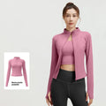 Outdoor Sports Jacket Running Fitness Long Sleeved Women Slim Yoga Clothes Quick Dry Zipper Cardigan Stand Up Collar Skinny Coat