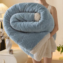 Thickened Warm Coral Fleece Blanket Soft Cozy Striped Pattern Throw Blankets for Sofa Bed Autumn Winter Plush Duvets Blankets