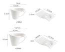European Ceramic CoffeeCups Set with Wave Shape Plate 80 100 180 and 280ml Modern Minimalist White Cappuccino Latte Dessert Dish