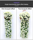 90/80CM Artificial Violet Hanging Flower Vines Plastic Fake Flowers Wall Decor Plants Garland for Wedding Home Garden Decoration