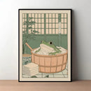 Japanese Bathroom Art Poster Cute Animals in Bathtub Canvas Printed Decorative Painting, Used for Bathroom Decoration, Frameless