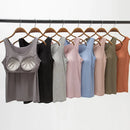 Women's Vest Tops with Bra U-Neck Vest with Padded Bra Slim Fit Tank Tops Sexy Shirts Feminino Casual Slimming Vest Tops